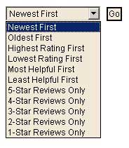 Drop down box for ordering reviews.